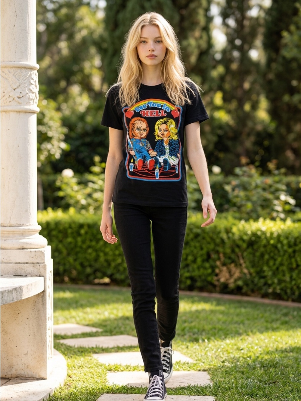 Chucky Unisex Small Black Graphic “See You In Hell” Childs Play EUC T-Shirt